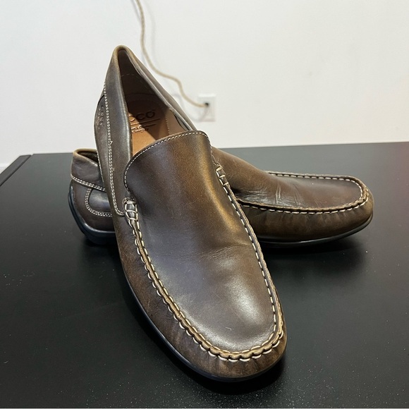 ECCO Men\'s Dark Brown Leather Slip-Ons Loafers 44 Men’s 10 main image 8